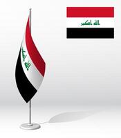 Flagge von Irak auf Fahnenstange zum Anmeldung von feierlich Fall, Treffen fremd Gäste. National Unabhängigkeit Tag von Irak. realistisch 3d auf Weiß vektor