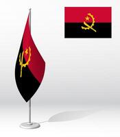 Flagge von Angola auf Fahnenstange zum Anmeldung von feierlich Fall, Treffen fremd Gäste. National Unabhängigkeit Tag von Angola. realistisch 3d auf Weiß vektor