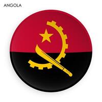 Angola Flagge Symbol im modern Neomorphismus Stil. Taste zum Handy, Mobiltelefon Anwendung oder Netz. auf Weiß Hintergrund vektor