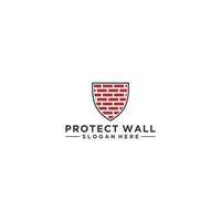 ein Logo, das die Bedeutung hat, die Wand mit einer Wand in Kombination mit einem Schild gut zu schützen vektor