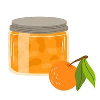 Orange Marmelade. hausgemacht Marmelade, Gelee bewahren. Beere Konfitüre. natürlich Nachtisch, Süss Lebensmittel. eben Illustration isoliert auf Weiß Hintergrund vektor