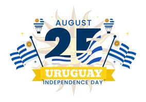 glücklich Uruguay Unabhängigkeit Tag Illustration auf 25 August mit winken Flagge und Band im National Urlaub eben Stil Karikatur Hintergrund vektor