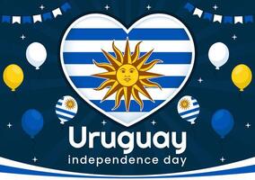 glücklich Uruguay Unabhängigkeit Tag Illustration auf 25 August mit winken Flagge und Band im National Urlaub eben Stil Karikatur Hintergrund vektor