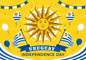 glücklich Uruguay Unabhängigkeit Tag Illustration auf 25 August mit winken Flagge und Band im National Urlaub eben Stil Karikatur Hintergrund vektor