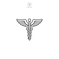 Caduceus Symbol. medizinisch oder Gesundheitswesen Thema Symbol Illustration isoliert auf Weiß Hintergrund vektor