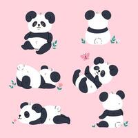 einstellen von süß kawaii Panda Figuren. Grafik. vektor