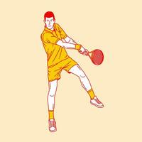 enkel tecknad serie illustration av en tennis spelare 1 vektor