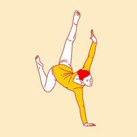 enkel tecknad serie illustration av kvinna gymnastik 2 vektor