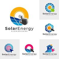 uppsättning touch sol logo vektor mall, kreativa solpanel energi logotyp designkoncept