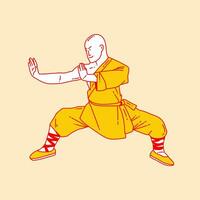 einfach Karikatur Illustration von Shaolin Kung fu 3 vektor