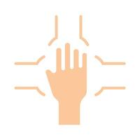 lagarbete ikon. fyra händer i en fyrkant, samarbete, enhet, samarbete, Stöd, lagarbete, arbetssätt tillsammans. vektor