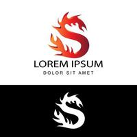 Buchstabe s Feuerflamme kreativer intelligenter Logoschablonen-Designvektor mit lokalisiertem Hintergrund vektor