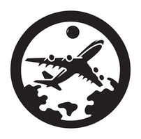 flygplan silhuett. passagerare plan landning, tillbaka främre och botten vyer, flygplan jet silhuetter illustration ikoner vektor