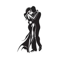 Silhouetten von elegant Paar Tanzen romantisch tanzen isoliert auf Weiß Hintergrund Lager Bild vektor