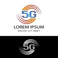 5g-Logo-Netzwerkgeschwindigkeitsschaltungstechnologieillustration in isoliertem weißem Hintergrund, drahtloses Breitband-Telekommunikations-Internet-Konzept vektor