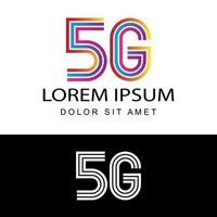 5g-Logo-Netzwerkgeschwindigkeitsschaltungstechnologieillustration in isoliertem weißem Hintergrund, drahtloses Breitband-Telekommunikations-Internet-Konzept vektor