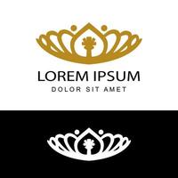 vintage elegant guld tiara logotyp illustration mall design vektor i isolerade vit bakgrund