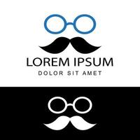 Brille und Schnurrbart-Vorlagen-Design-Vektor mit isoliertem weißem Hintergrund vektor