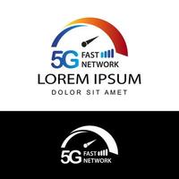 5g-Logo-Netzwerkgeschwindigkeitsschaltungstechnologieillustration in isoliertem weißem Hintergrund, drahtloses Breitband-Telekommunikations-Internet-Konzept vektor