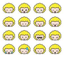 Emotes-Set von süßen blonden Mädchen vektor