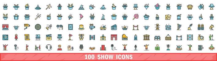 100 Show Symbole Satz, Farbe Linie Stil vektor