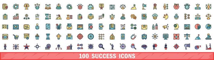 100 Erfolg Symbole Satz, Farbe Linie Stil vektor