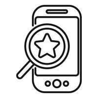 Handy, Mobiltelefon App Rezension Symbol mit Vergrößerung Glas vektor