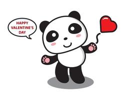 Panda werfen Liebe sagte glücklichen Valentinstag vektor