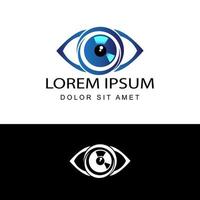 blaues Auge Logo Template Design Vektor in isoliertem weißem Hintergrund