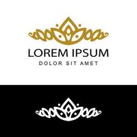 Vintage elegante goldene Tiara Logo Illustration Template Design Vektor in isoliertem weißem Hintergrund