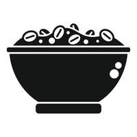 svart och vit illustration av en skål av ris och bönor vektor