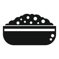 svart ikon av en skål av ris vektor