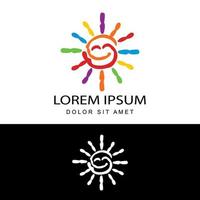 kreativa färgglada solen leende utbildning logotyp mall design vektor med isolerade vit bakgrund