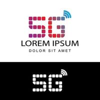 5g-Logo-Netzwerkgeschwindigkeitsschaltungstechnologieillustration in isoliertem weißem Hintergrund, drahtloses Breitband-Telekommunikations-Internet-Konzept vektor