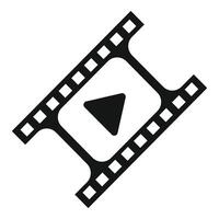 schwarz und Weiß Symbol mit ein abspielen Pfeil im ein Filmstreifen Rahmen vektor
