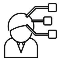 Symbol von Person mit Kuchen Diagramm Gehirn vektor