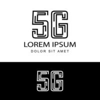 5g-Logo-Netzwerkgeschwindigkeitsschaltungstechnologieillustration in isoliertem weißem Hintergrund, drahtloses Breitband-Telekommunikations-Internet-Konzept vektor