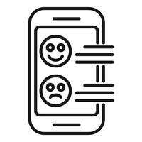 von ein Smartphone Anzeigen positiv und Negativ Feedback Symbole vektor