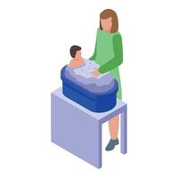 Mutter Baden Baby im Wanne isometrisch Illustration vektor