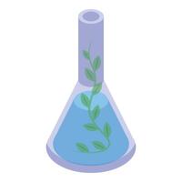 Illustration von nachhaltig und umweltfreundlich Biochemie Konzept mit Labor Flasche. Pflanze Stengel vektor