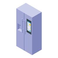Grafik von ein modern Clever Kühlschrank mit Digital Anzeige, isoliert auf Weiß vektor