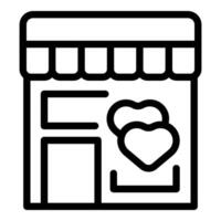 en svart och vit ikon av en apotek Lagra med en hjärta symbol vektor