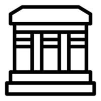schwarz Gliederung von ein traditionell Bank Gebäude Symbol auf Weiß Hintergrund vektor
