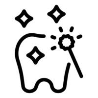 schwarz und Weiß Illustration von ein Zahn Sein gereinigt, symbolisieren Dental Hygiene vektor