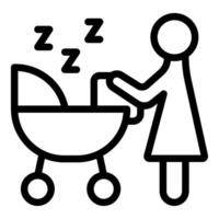 Mutter einlullen ihr Baby zu Schlaf im ein Kinderwagen Symbol vektor