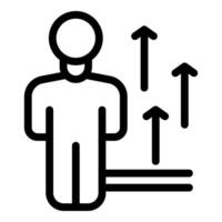 Grafik Symbol symbolisieren Werdegang Förderung mit ein Person und nach oben Pfeile vektor