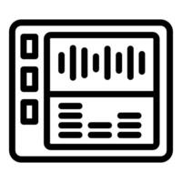 svart och vit ikon av en kalkylark på digital läsplatta vektor