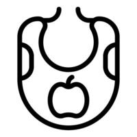 schwarz Linie Symbol von Baby Lätzchen mit Apfel Design vektor