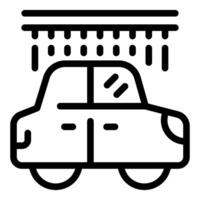 schwarz und Weiß Linie Kunst abbilden ein Auto unter Dusche, Darstellen ein Auto waschen Bedienung vektor