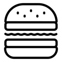 schwarz und Weiß Linie Kunst von ein stilisiert Karikatur Burger vektor